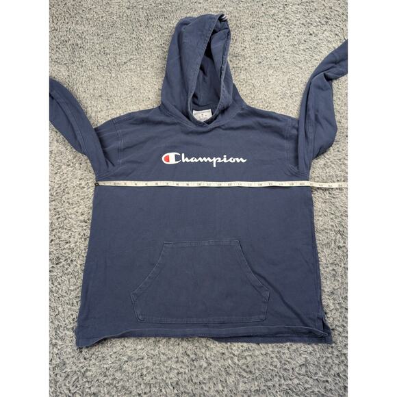 Champion Hoodie Men Medium Blue Athleisure Lightweight Logo Pullover Sweatshirt - Picture 3 of 6